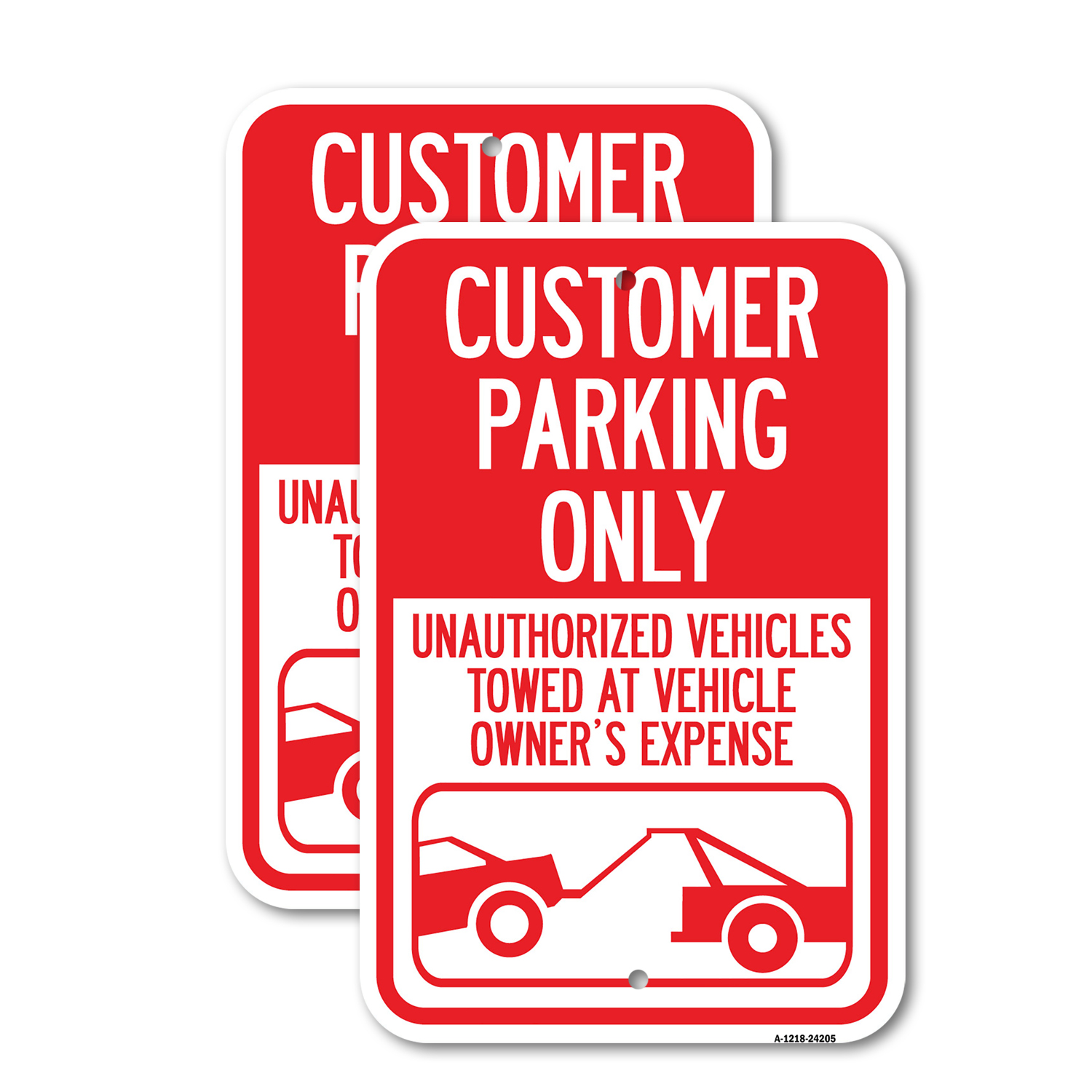 (2 Pack) Customer Parking Only Unauthorized Vehicles Towed at Owner ...