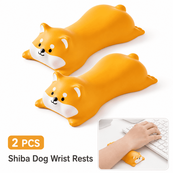 2-Pack Animal Mouse Wrist Rests, Choose 2 Gray Cats, 2 Shiba Dogs or 1 Gray Cat + 1 Shiba Dog