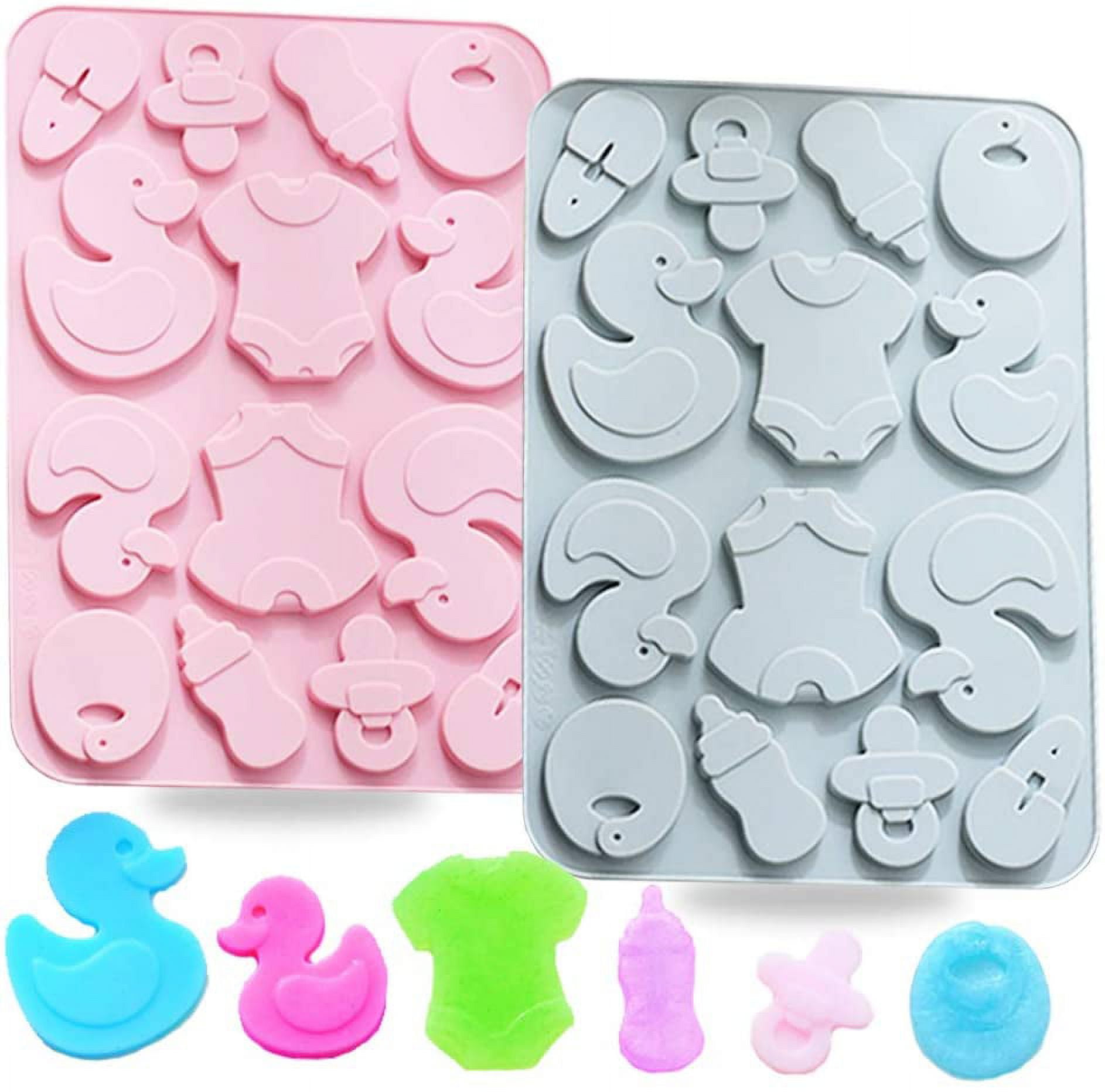 Muyulin Baby Shower Fondant Molds (5 Pack), Cute Silicone Chocolate, Feet Molds, Clothes Decorate Mould for Baby Baptism Theme Party, Cake Baking
