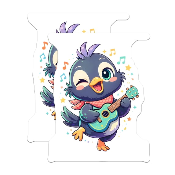 (2 Pack) Cute Bird Playing Ukulele Magnets - Kawaii Penguin Musician ...