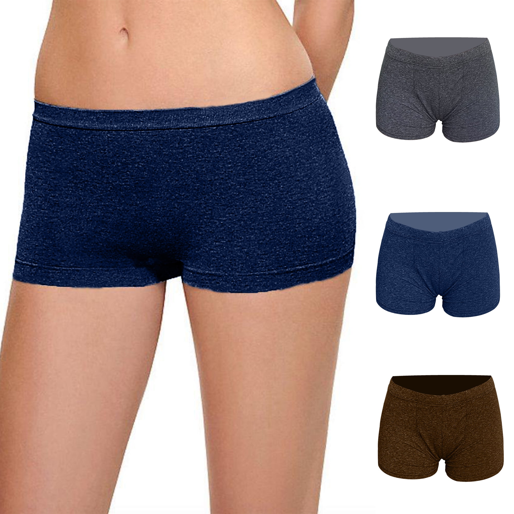 Kindly Yours Women’s Sustainable Cotton Boyshort Underwear, 3-Pack