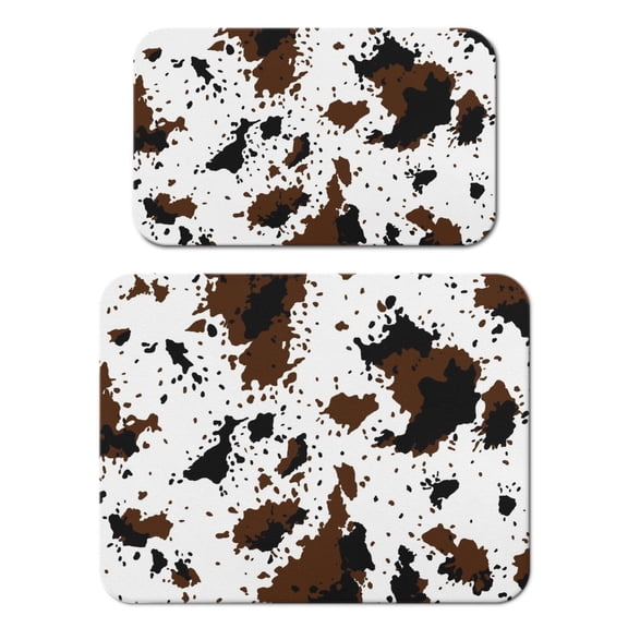 2 Pack Cute Cartoon Cow Coffee Bar Mats - Vintage Farmhouse Absorbent & Non-Slip Kitchen Mats, Multi-Layer Country-Themed Design for Espresso Machines