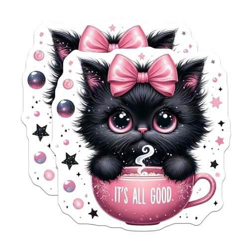 (2 Pack) Cute Cat Magnets - Black Cat Magnets - Its All Good Magnets - 5" On Longest Side - for Cars, Fridges, Toolboxes - Made in USA - MAG4600