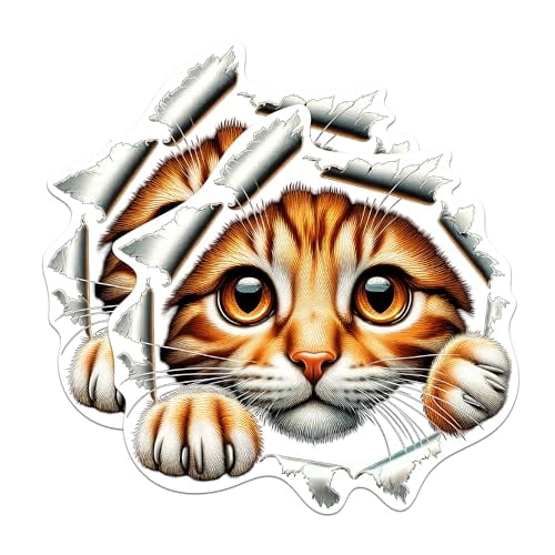 (2 Pack) Cute Cat Magnets - Peeking Cat Breakthrough Walls - 5 Inches On Longest Side - Premium Magnet - for Cars, Refrigerators, Toolboxes - Made in USA - MAG2063