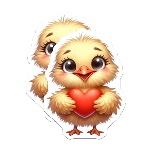 (2 Pack) Cute Chick Magnets - Heart Holding Chick - Adorable Refrigerator - 5" On Longest Side - for Cars, Fridges, Toolboxes - Made in USA - MAG3664