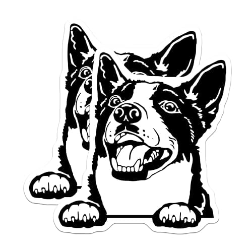 (2 Pack) Cute Dog Face Magnets - Funny Animal Magnet for Refrigerator - Black and White Dog Magnet - 5" On Longest Side - for Cars, Fridges, Toolboxes - Made in USA - MAG4040