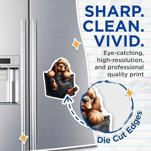 (2 Pack) Cute Dog Pocket Magnets - Animal Lovers - Home - Refrigerator Magnets - Ative Magnetic Art - 5" On Longest Side - for Cars, Fridges, Toolboxes - Made in USA - MAG3965