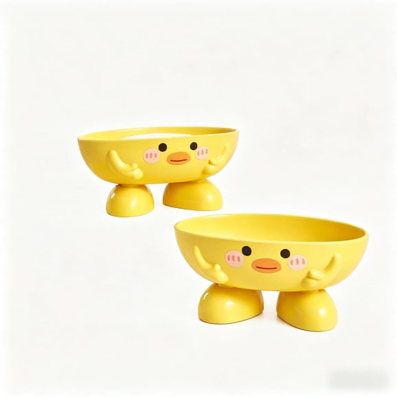 2 Pack Cute Duck Shaped Soap Holder, Plastic Self-Draining Soap Dish, Yellow Soap Box for Bathroom, Shower, Kitchen Sin