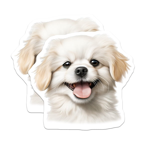 (2 Pack) Cute Fluffy Dog Magnets - Happy Puppy Animal Lover - Pet Parent Refrigerator Locker Accessory - 5 Inches On Longest Side - Thick Durable Magnet - Made in USA - MAG26991