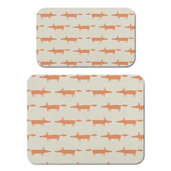 2 Pack Cute Fox Design Coffee Maker Mat - Cartoon Fluffy Print Absorbent Pad for Countertops, Non-Slip Dish Drying Mat