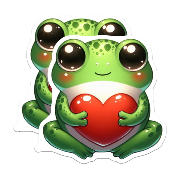 (2 Pack) Cute Frog Heart Magnets - Adorable Animal Lovers - Frog Themed Fridge Magnets - 5" On Longest Side - for Cars, Fridges, Toolboxes - Made in USA - MAG3673