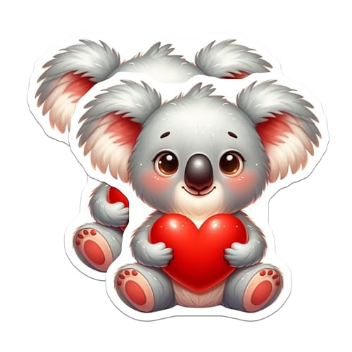 (2 Pack) Cute Koala Heart Magnets - Adorable Animal Magnets - Cute Fridge Magnets for Kids and Adults - 5" On Longest Side - for Cars, Fridges, Toolboxes - Made in USA - MAG3650