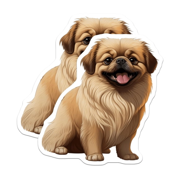 (2 Pack) Cute Pekingese Dog Magnets - Smiling Puppy Pet Lover Fridge Decor - Small Breed Animal Kitchen Art - 5 Inches On Longest Side - Thick Durable Magnet - Made in USA - MAG26702
