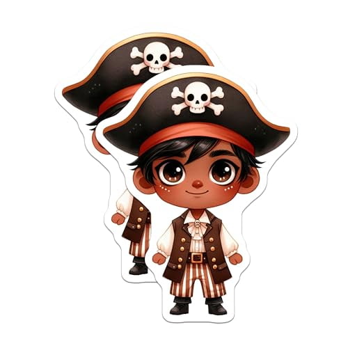 (2 Pack) Cute Pirate Character Magnets - Kid's Room Decor - Fun Pirate Theme - Fridge Magnet - 5" On Longest Side - for Cars, Fridges, Toolboxes - Made in USA - MAG6481