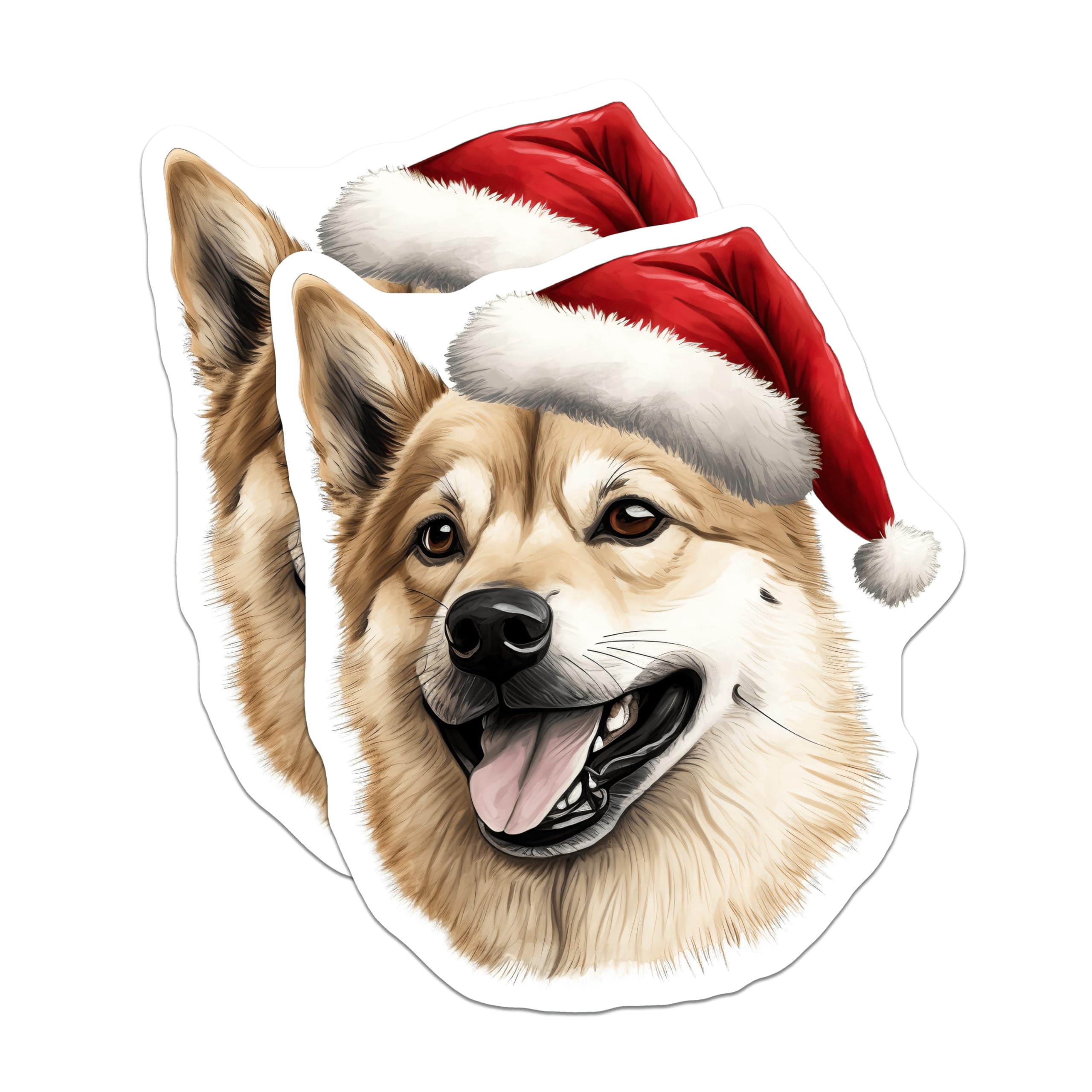 (2 Pack) Cute Shiba Inu Stickers - Christmas Dog Decals - Holiday Pet ...