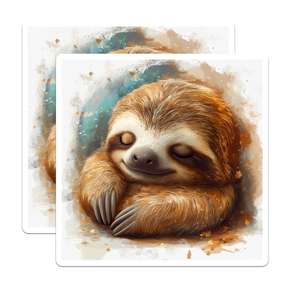 (2 Pack) Cute Sleeping Sloth Magnets - Baby Animal Decor - Cozy Aesthetic Fridge Locker Magnets - 5 Inches On Longest Side - Thick Durable Magnet - Made in USA - MAG26399