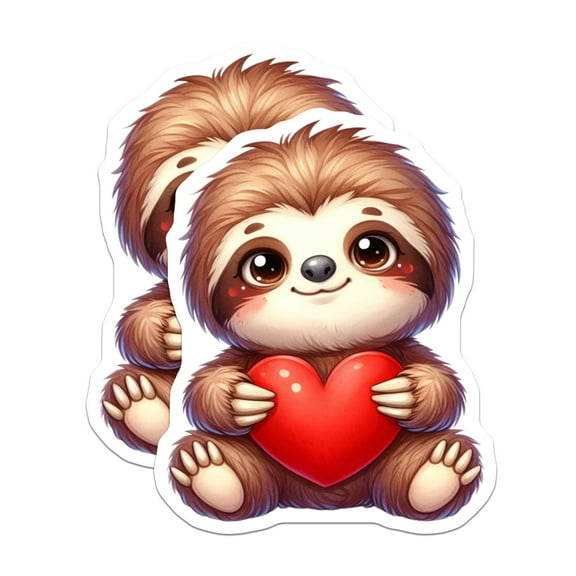 (2 Pack) Cute Sloth Holding Heart Magnets - Adorable Animal Magnets - Kids Room - Fridge Magnets - Creative Gift Idea - 5" On Longest Side - for Cars, Fridges, Toolboxes - Made in USA - MAG3647