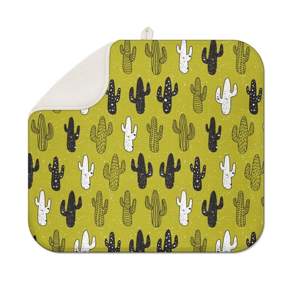 2 Pack Cute Southwestern Drying Mats Heat Resistant Countertop Pad, Multipurpose (Boho Cactus)