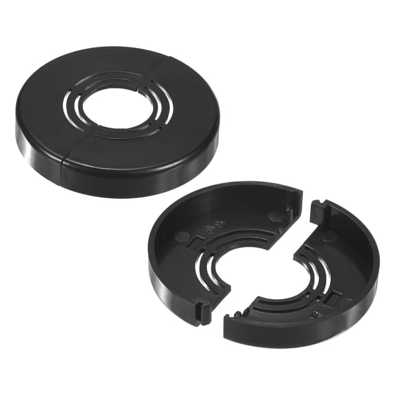 2-Pack Cuttable Wall Split Flange, for 0.8/1/1.2 Inch OD Pipe ABS Escutcheon Plate [0.4" Height,Black]