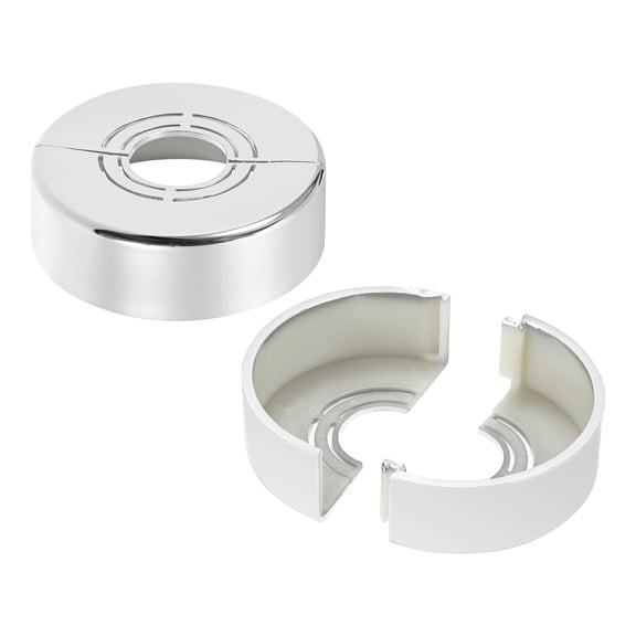 2-Pack Cuttable Wall Split Flange, for 0.8/1/1.2 Inch OD Pipe ABS Escutcheon Plate [0.8" Height,Silver Tone]