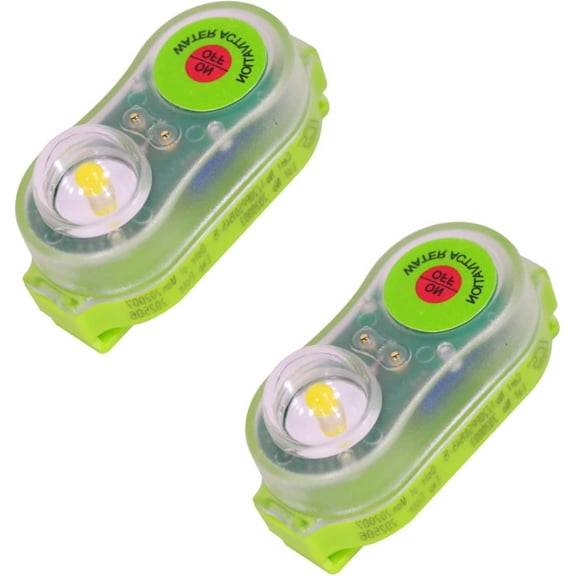 2 Pack Cyan Life Jacket Strobe Light, Automatic LOCATOR LED Flares for Man Overboard Survival & Marine Boat Safety, Waterproof Emergency Strobe for Camping & Outdoor Survival Gear