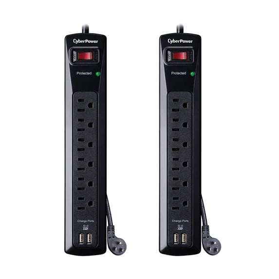 2 Pack Cyberpower CSP604U 6-Outlet Professional Surge Protector