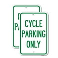 thumbnail image 1 of (2 Pack) Cycle Parking Only | 18" X 24" Heavy-Gauge Aluminum Sign | Rust Free Aluminum, Weather Resistant, Waterproof, Fade Resistant, 2 Pre-drilled Holes, 1 of 4