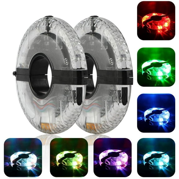 2 Pack Cycling Hub Light, 7 LED 9 Colors 18 Images Waterproof USB Rechargeable LED Bike Wheel Lights Cycling Bike Spoke Light Safety Light Magic Decoration Light Bicycle Accessories Lights