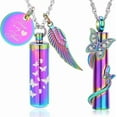 thumbnail image 1 of 2 Pack Cylinder Urn Necklace for Ashes Butterfly / Heart / Cross / Tree of Life Cremation Jewelry Ashes Urn Necklace for Human Pet, 1 of 8