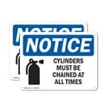 thumbnail image 1 of (2 Pack) Cylinders Must Be Chained At All Times OSHA Notice Sign 24 Inch X 18 Inch Plastic Sign, Weather Resistant, UV Protected for Workplace, Business, and Construction Site, Made in, 1 of 8
