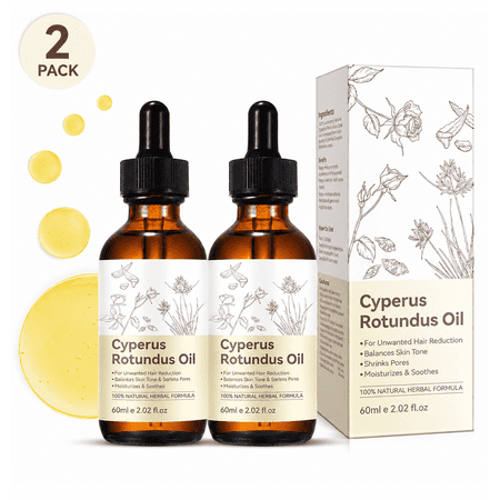 2 Pack Cyperus Rotundus Oil for Hair Removal, 100% Pure & Natural, Balances Skin Tone, Suitable for All Skin Types, 2.02 fl.oz