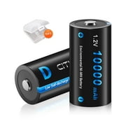 2 Pack D Cell Rechargeable Batteries 10000mAh 1.2V Ni-Mh D Size Batteries 1500 Cycle ( Comes with A Battery Storage Cases)