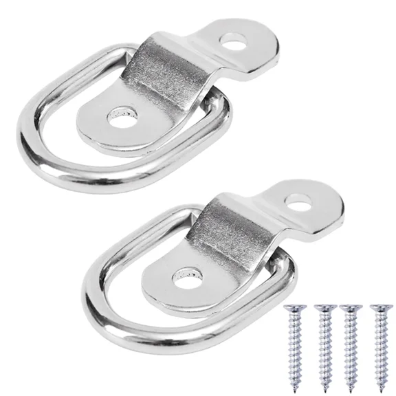 2 Pack D-Ring Tie Down Anchors Stainless Steel Iron Lashing Rings for Car Boat Trailer RV Van Heavy Duty Cargo Anchor Mount