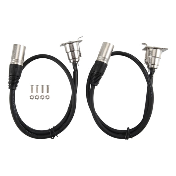 2-Pack 0.6m D-Type XLR Cable, Pass-Through Connector, Female to Male for Stage Box, Patch Panel, Panel Mount