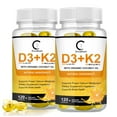 thumbnail image 1 of (2 Pack) D3 + K2 Capsules,Vitamin D3 5000iu K2 200mcg Supports Immune System, Bones Health,240 Count, 1 of 7
