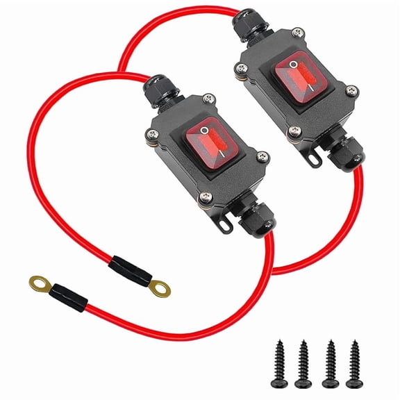 2-Pack DC12-24V Inline DPST Waterproof Switch for Automotive and Marine Use, 25A High Current