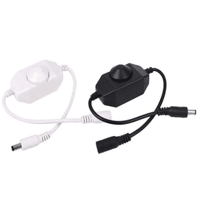 2 Pack DC12V-24V LED Strip Lights Dimmer Switch, PWM Rotary Dimmer Controller for LED String Lights Christmas Lights-White+Black