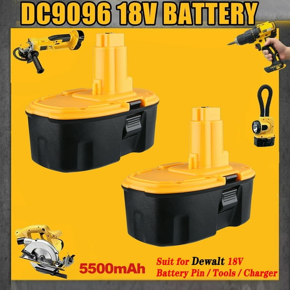 2-Pack DC9096 18V 5.5Ah Replacement Battery for 18 Volt XRP Ni-Mh Batteries, Compatible with DC9098 DC9099 DW9095 DW9096 DW9098 Cordless Power Tools