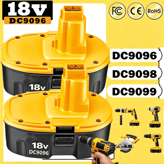 2-Pack DC9096 18V 5.5Ah Replacement Battery for 18 Volt XRP Ni-Mh Batteries, Compatible with DC9098 DC9099 DW9095 DW9096 DW9098 Cordless Power Tools
