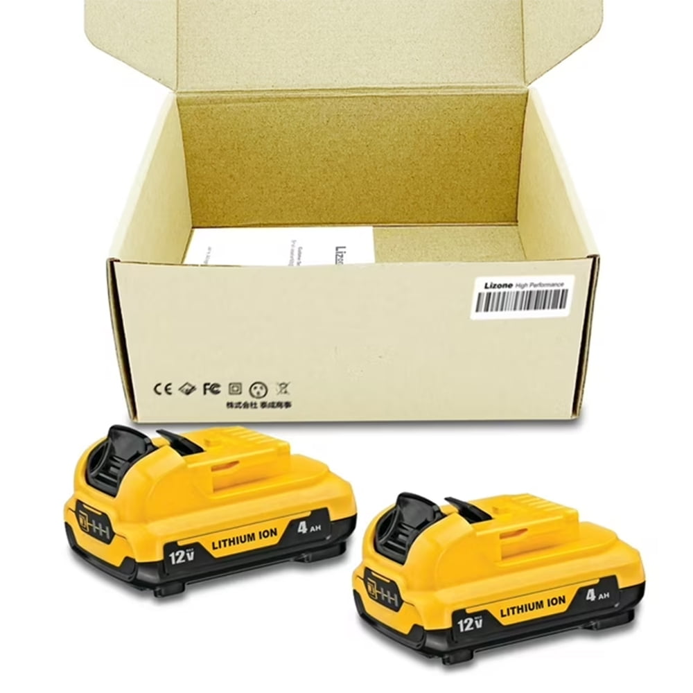 2 Pack DCB124 12V 4.0Ah Battery Replacement for DEWALT 12V Compact Battery 3.0Ah DCB124 2.0Ah DCB122 DCB127 1.5Ah DCB120 12V Max Lithium-ion Battery