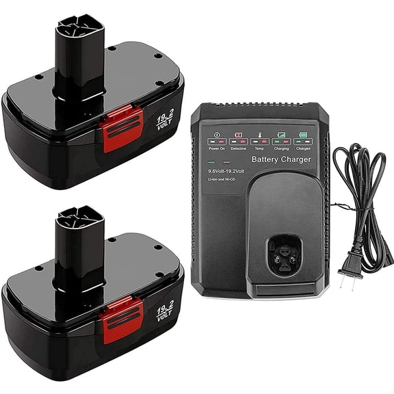 2Packs 19.2 Volt 4500mAh Replacement for Craftsman 19.2V Battery Ni-MH C3 DieHard 130279005 130279003 130279017 Tool and Charger for Craftsman 9.6V-19.2 Volt Lithium & Ni-Cad & Ni-MH Battery