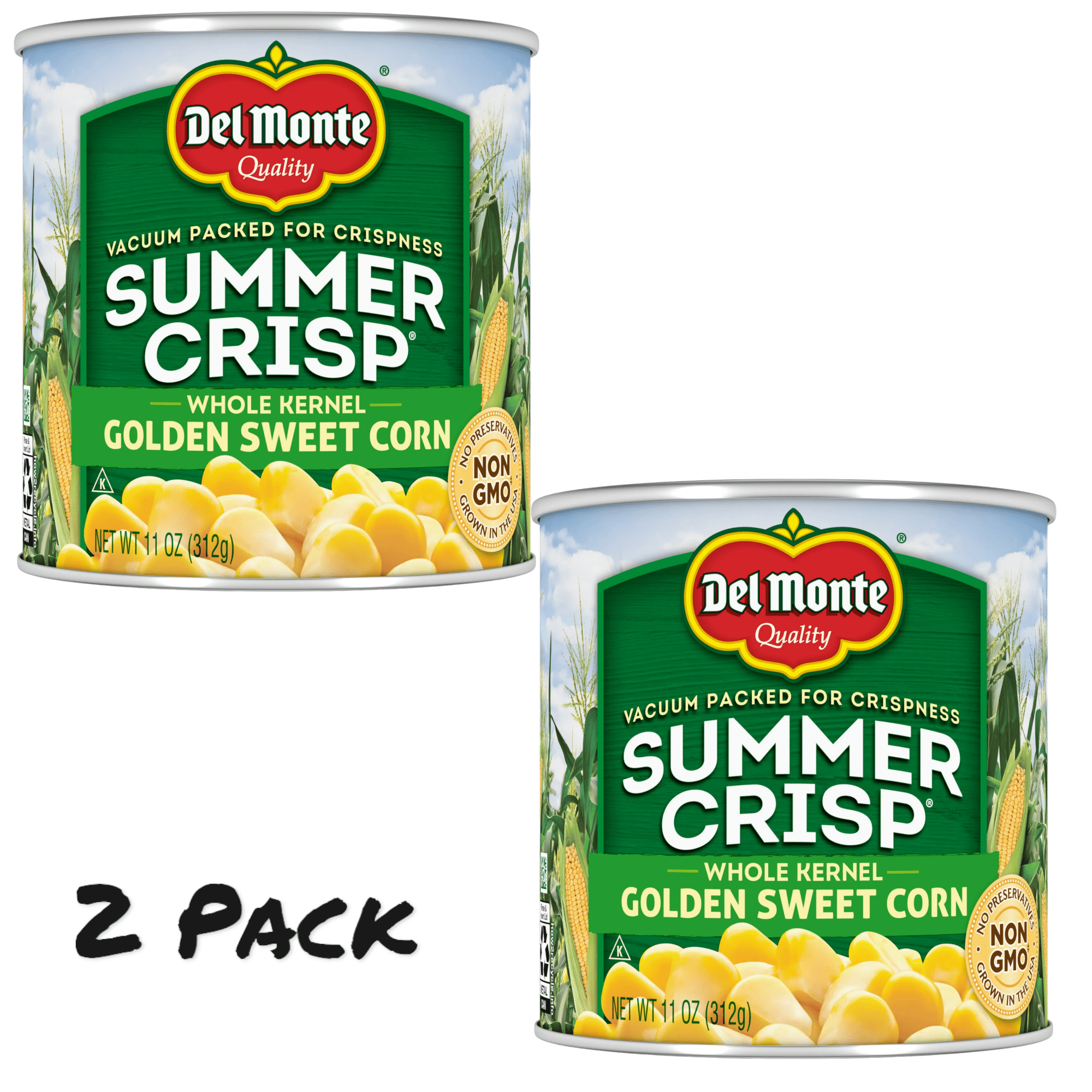 2 Pack) DEL MONTE Golden Sweet Whole Kernel Corn, Canned