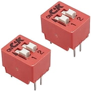 2 Pack DIP Switch with 2 Switches, 4-Pin, SPST, Red Color 0.28 x 0.38 x 0.29