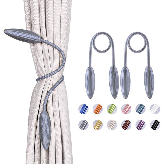 2 Pack DIY Curtain Tiebacks Clips Crystal Decorative Creative Twist Drape Tie Backs European Style Random Modelling Curtain Holdbacks for Home Kitchen Office Window Drapery (Grey)