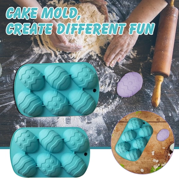 2 Pack DIY Easter Egg Chocolate Molds Spring 6 Cavities 3D Easter Egg Shaped Silicone Treat Molds Set Baking Pan Party Baking Accessories for Candy Baking Muffin Cupcake Jello Soap Bath Bomb Ice Cube