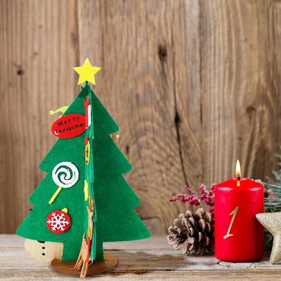 2 Pack DIY Felt Christmas Tree Craft Kit for Kids - Reusable Holiday Decorating Activity with Ornaments A