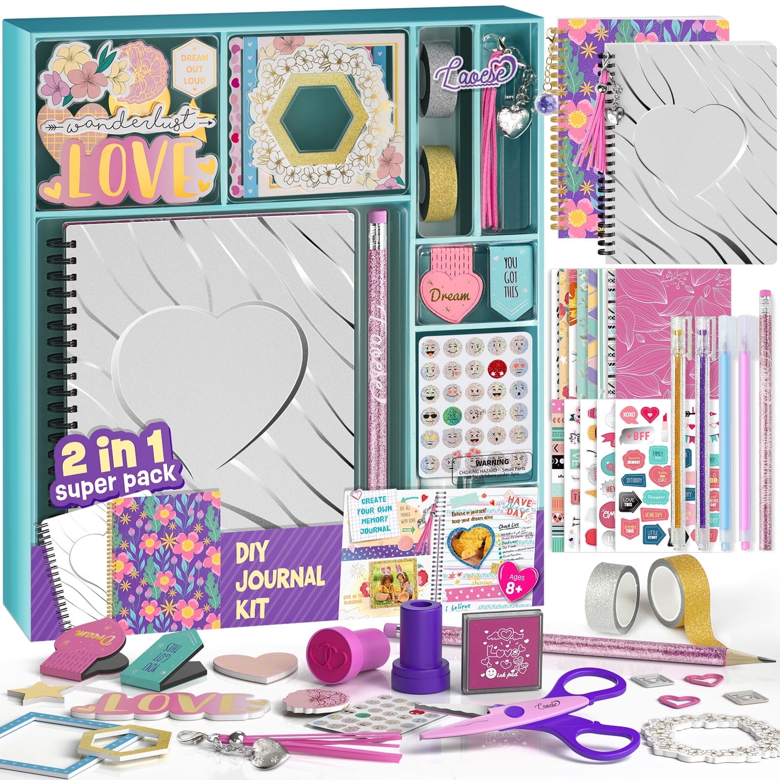 Laoese 2-Pack Mega DIY Journal Kit - Gifts for Girls Ages 8 9 10