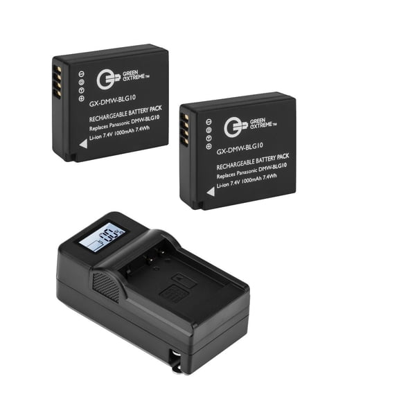 Green Extreme 2 Pack DMW-BLG10 Lithium-Ion Rechargeable Battery Pack (7.4V 1000mAh) and Compact Smart Charger Kit