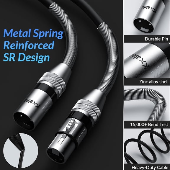 2-Pack DMX Stage Lighting Cable 10FT, 3 Pin XLR Male to Female Cable, Compatible with XLR Microphone Audio Connection, for DJ Moving Head Par Light Mic Mixer, Podcast, 22AWG OFC, 110 Ohms Impedance