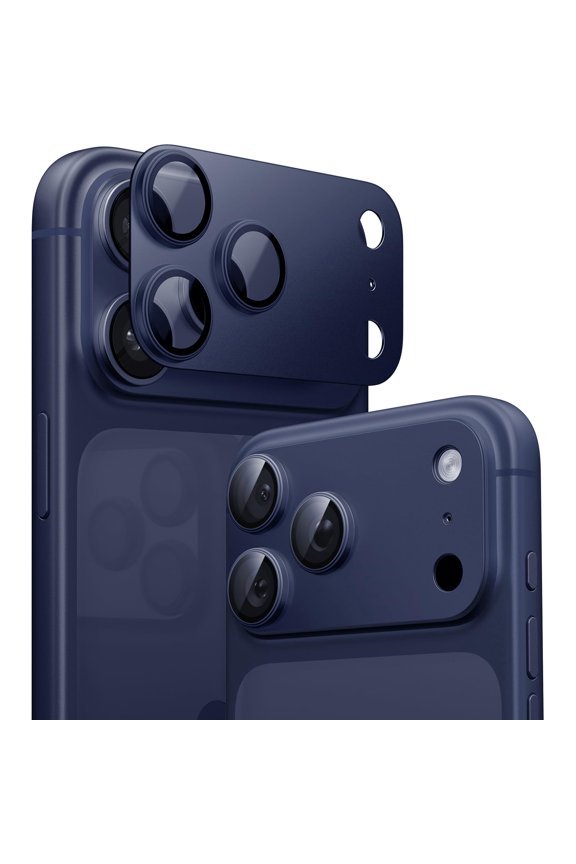 [2 Pack] DOCOCO Compatible with iPhone 17 Pro Camera Lens Protector - [Not Easy to Break][Strong Adsorption][Case-Friendly] Metal Tempered Glass Rear Camera Screen Cover - DeepBlue
